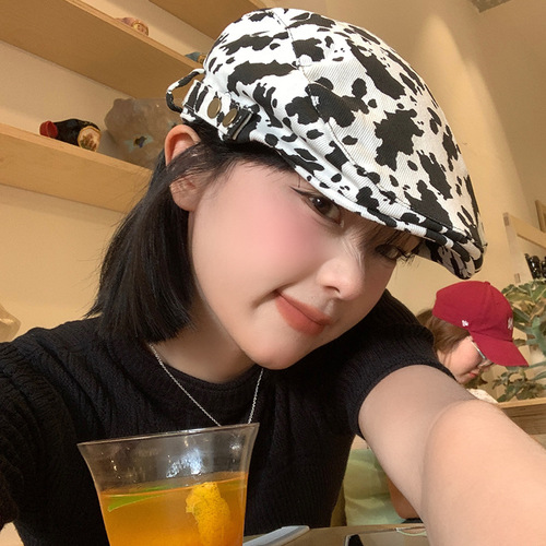 Japanese Retro Milk Texture Forward-Bearing Women's Large Brim Reverse-Worn Beret Hat, Shows Face Slimming, Versatile, Artist Newsboy Hat