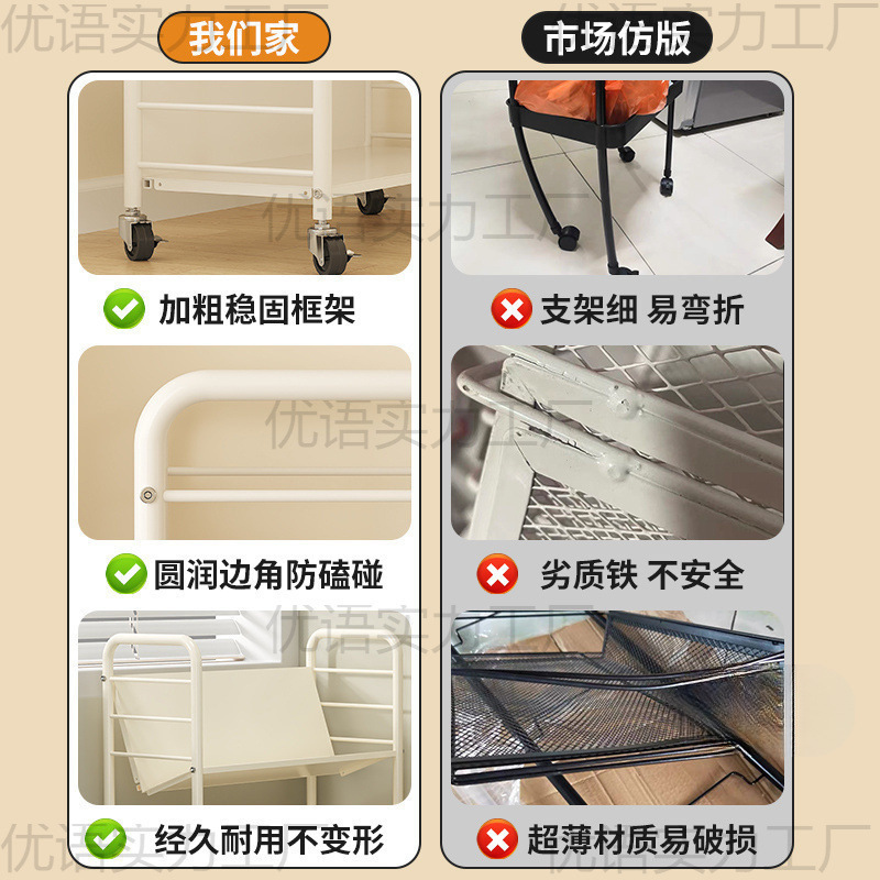 书架落地置物架带轮一体靠墙移动儿童书本简易多层铁艺储物收|undefined