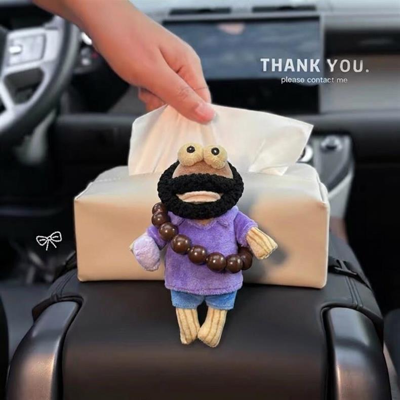 Car Tissue Box Armrest Box Seat-Mounted Car Tissue Box Decorative Items Cute Cartoon Internet Celebrity Car Accessories for Women