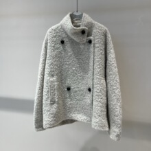 2025冬季新款女装时尚百搭休闲宽松立领羊羔毛外套上衣女 104123