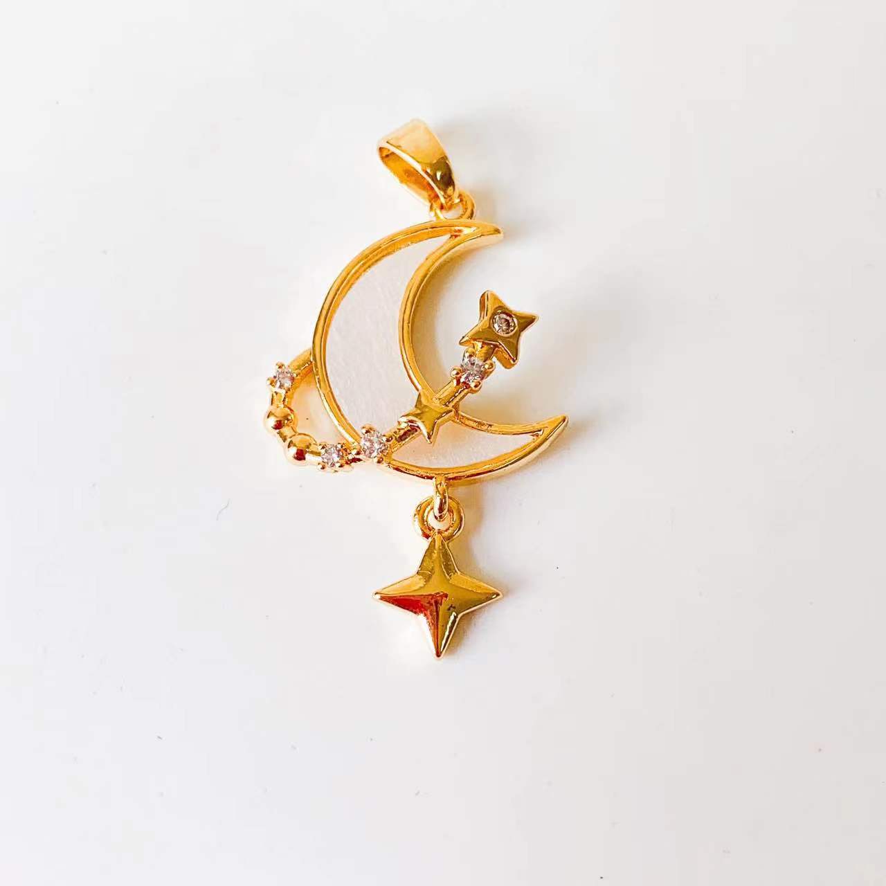 1 Piece Copper Artificial Pearls Cat's Eye Stone Zircon Geometric Charms Jewelry Accessories display picture 7