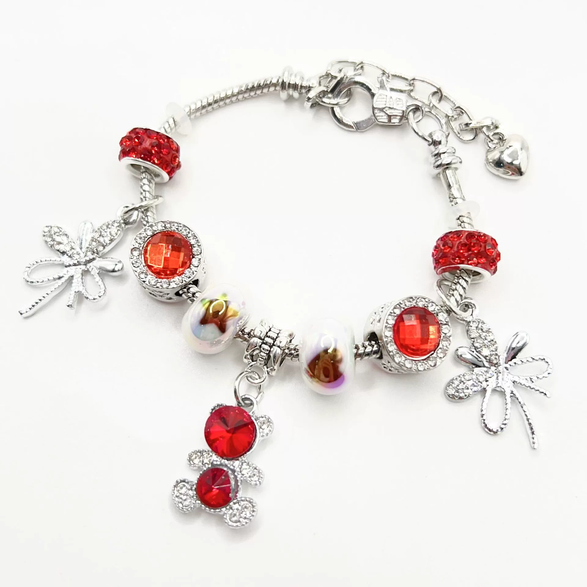 Серебряный металлический милый браслет, регулируемая свежая модная украшение для волос, цветы, с маленькими медвежатами, оптовый