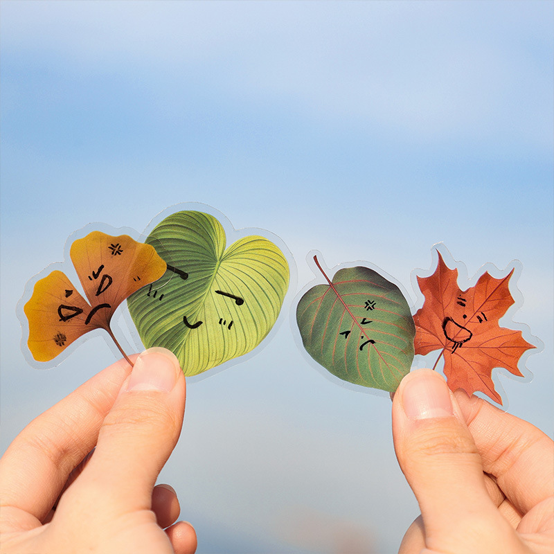 Hojas y hojas pegatinas bolsa retro artístico hojas diario PVC impermeable pegatinas DIY Collage material pegatinas
