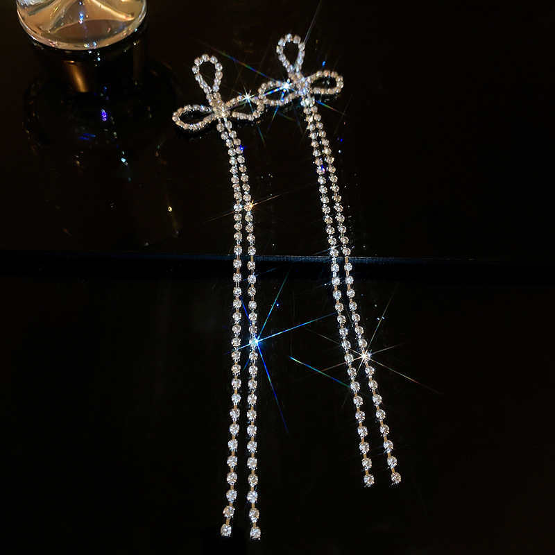 1 Paire Élégant Noeud D'Arc Strass Boucles D'oreilles display picture 5