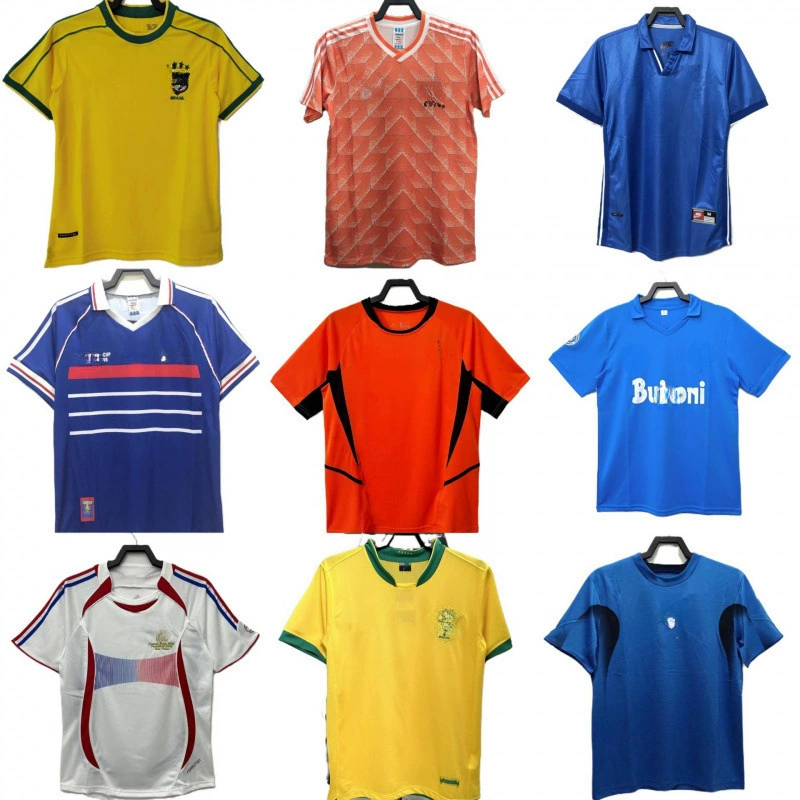 Классический ретро футбольный трикотаж Бразилия Нидерланды Франция Италия Мексика Неаполь Футбольный костюм с короткими рукавами