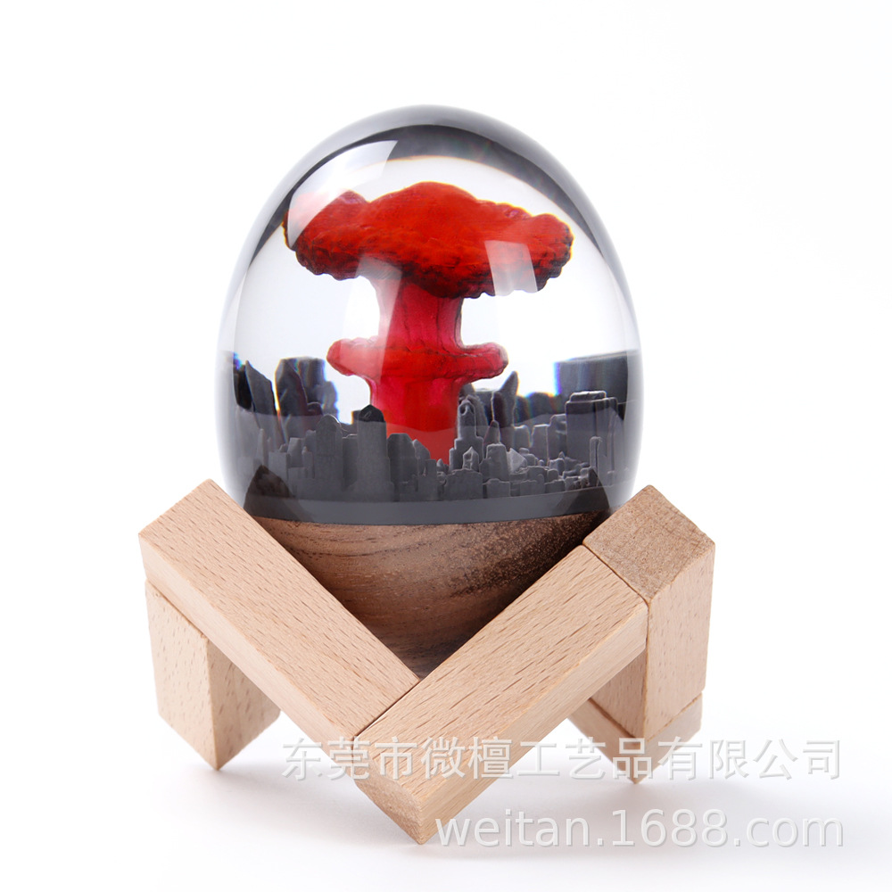 Hiroshima Love Egg-Shaped Nuclear Explosion Mushroom Cloud Night Light Creative Office Desktop Ornament Resin Craft Gift