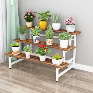 Flower Rack Storage Shelf Multi-Layer Balcony Living Room Outdoor Courtyard Outdoor Succulent Anti-Corrosion Wood Indoor Anti-Corrosion Wood Flower Stand