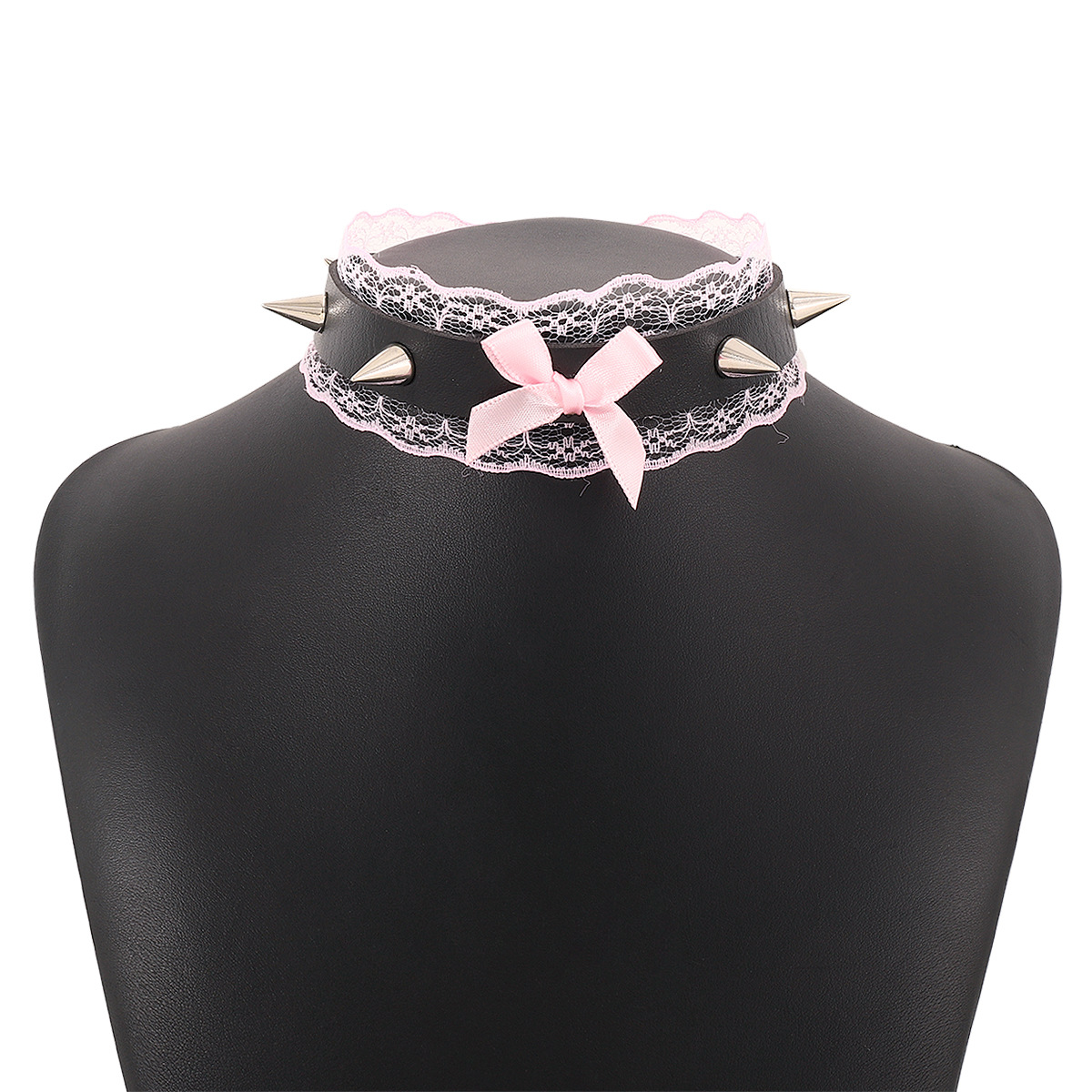 Punk Geometric Bow Knot Pu Lace Choker 1 Piece display picture 8