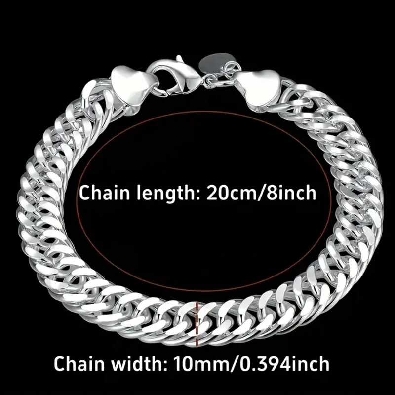 Temu Cross-Border Men's Electroplated Sterling Silver Bracelet Men's Domineering Horsewhip S925 Word Printed Chain Simple Personalized Bracelet Chain Temu Cross-Border Men's Electroplated Sterling Silver Bracelet Men's Domineering Horsewhip S925 Word Printed Chain Simple Personalized Bracelet Chain