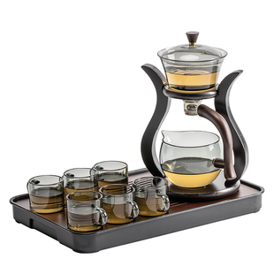 Lazy Automatic Tea Set Transparent Glass Teapot Tea Maker Home Office Reception Tea Cup