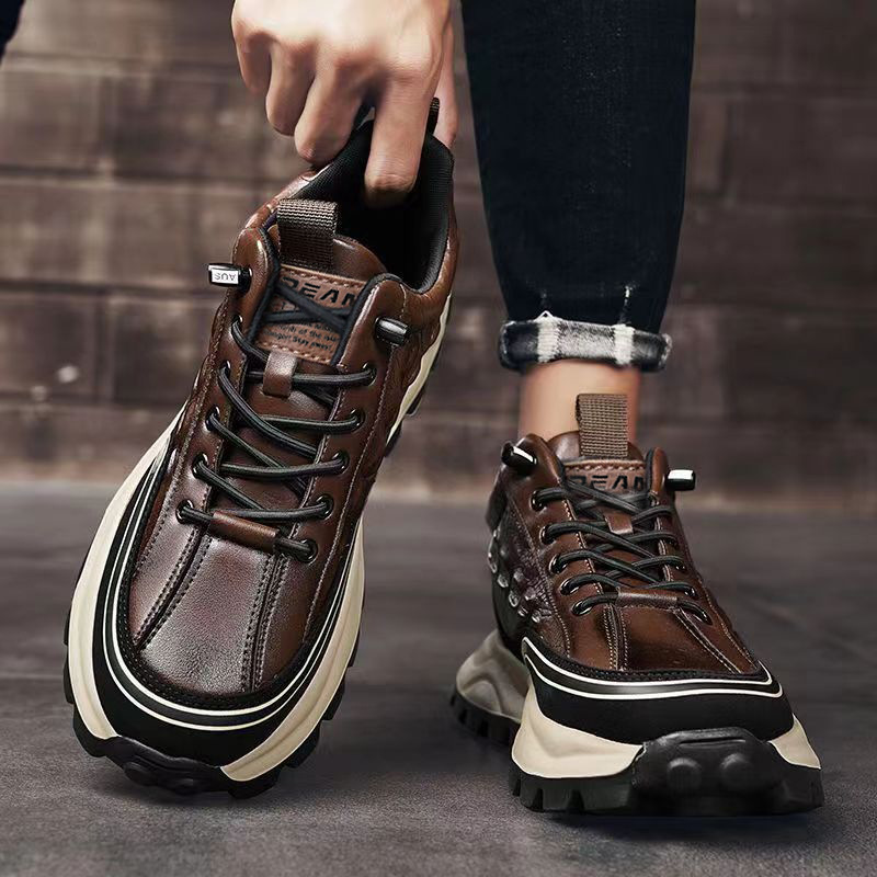 Men's Shoes 2024 New Men's Retro Fashionable Casual sneaker Platform Outdoor Sports Leather Shoes Running Shoes