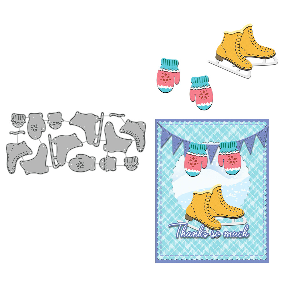 Carbon Steel Die-Cutting Mold Ice Skate Pattern Shape Die-Cutting Mold for Journaling Stamp Making Handmade Paper Art Metal Cutting Embossing Die-Cutting Mold