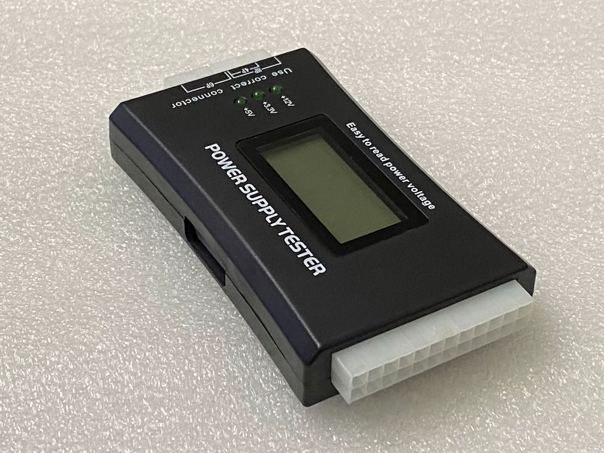 Power supply, plastic tester