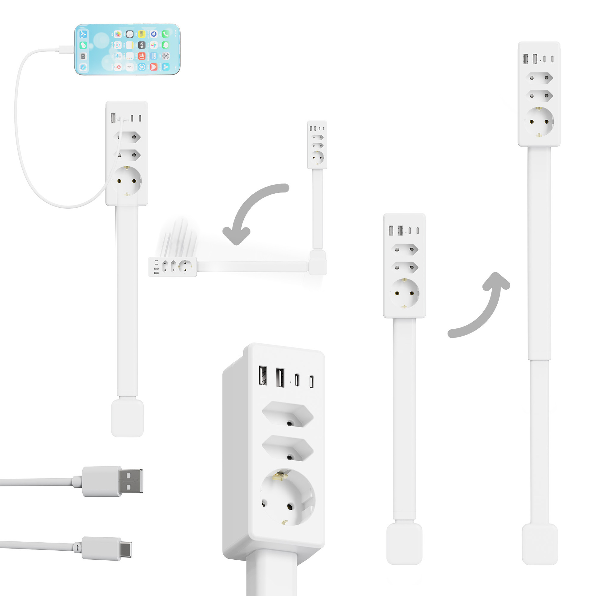 Nuevos productos transfronterizos Electrical Outlet Extender Enchufe Sofá Mesilla de noche Expansor