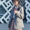 Gray regular suit with three buttons + Hayatsu private medal