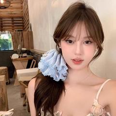 韩系雪纺蝴蝶结裙摆大肠发圈女温柔风显脸小发绳褶皱头花皮筋头绳