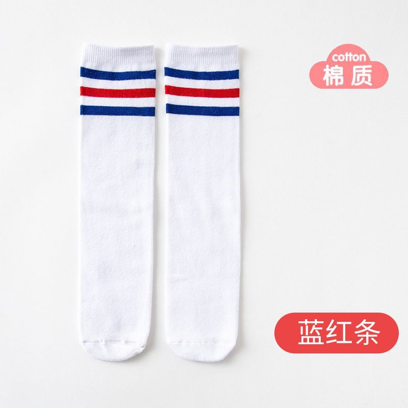 [1 pair] White background with blue and red stripes