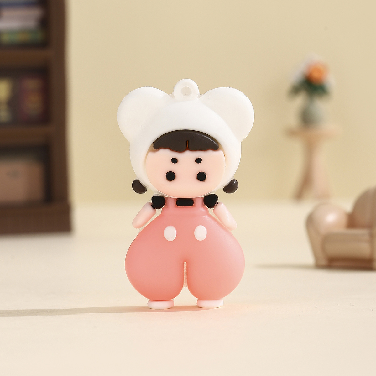 멜빵바지 소녀 캐릭터 신발 장식 참 키링 DIY 부자재