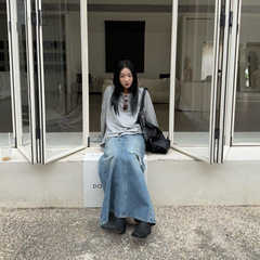 IN.choose u 笑笑家2025秋季都市简约纯色宽松百搭休闲长袖T恤女
