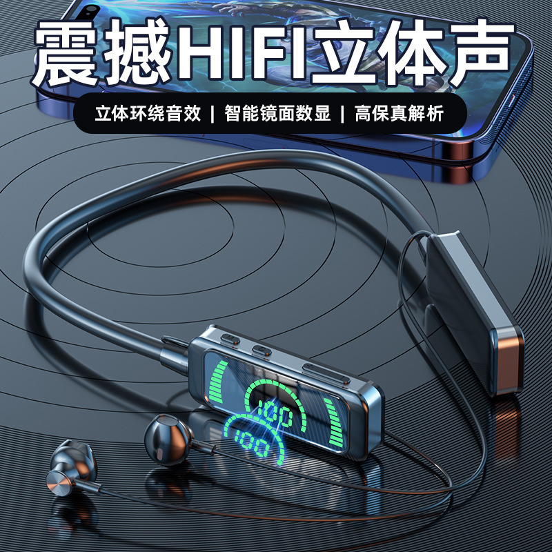 人気の X88 ミラー 2025 新しいワイヤレス Bluetooth ヘッドセットセミインイヤーハンギングネックスポーツ超長バッテリー寿命プライベートモデル|undefined