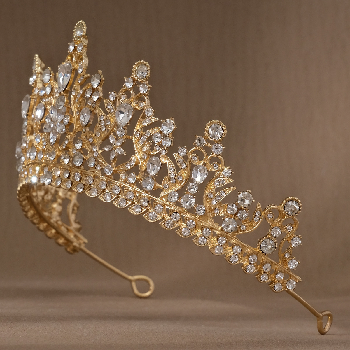 324g Weight Crown Hair Accessories Type Retro Water Droplets Alloy Inlay Rhinestones Crown