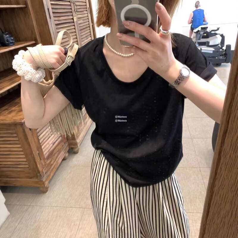 Hers One Spoon of Sweetness Minimalist Style Basic Eight-Color Versatile Slim Fit Round Neck Short Sleeve T-Shirt for Women Hers One Spoon of Sweetness Minimalist Style Basic Eight-Color Versatile Slim Fit Round Neck Short Sleeve T-Shirt for Women