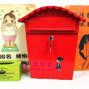 Pastoral Style Large Letter and Newspaper Box Wall Hanging with Lock Suggestion Box Pastoral Painted Mailbox Newspaper Box Chuangbei Feixia