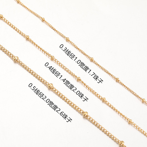 Color-protecting vacuum electroplating 18K gold stainless steel side body clasp pearl chain spacer twist chain DIY jewelry chain wholesale 