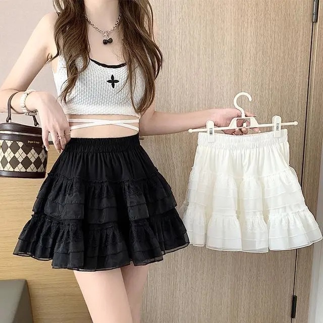 Large Size Super Fairy Sweet Fluffy Cake Skirt Women's Summer Design Lace Princess Skirt Skirt