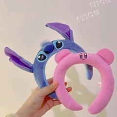 Kirby & Dedede Star-Shape Headband: Adorable Trendy Girls' Cartoon Plush Hairband for Face Masks and Hair Accessories