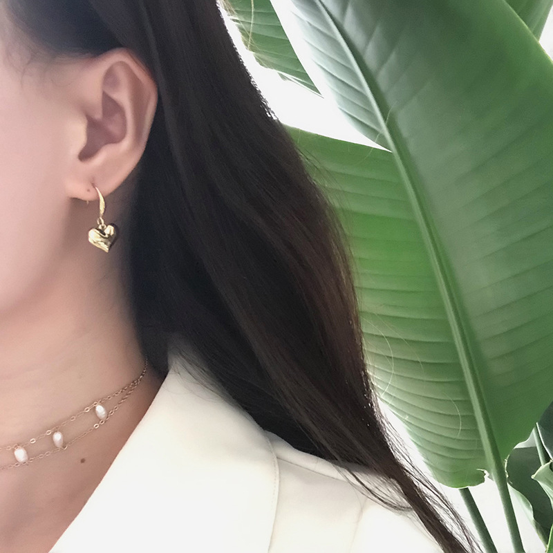 15g Weight 0.03µm-0.05µm Gold Plating Thickness PVD Coated Gold Plating Process Retro Heart Shape Titanium Steel Drop Earrings 1 Pair