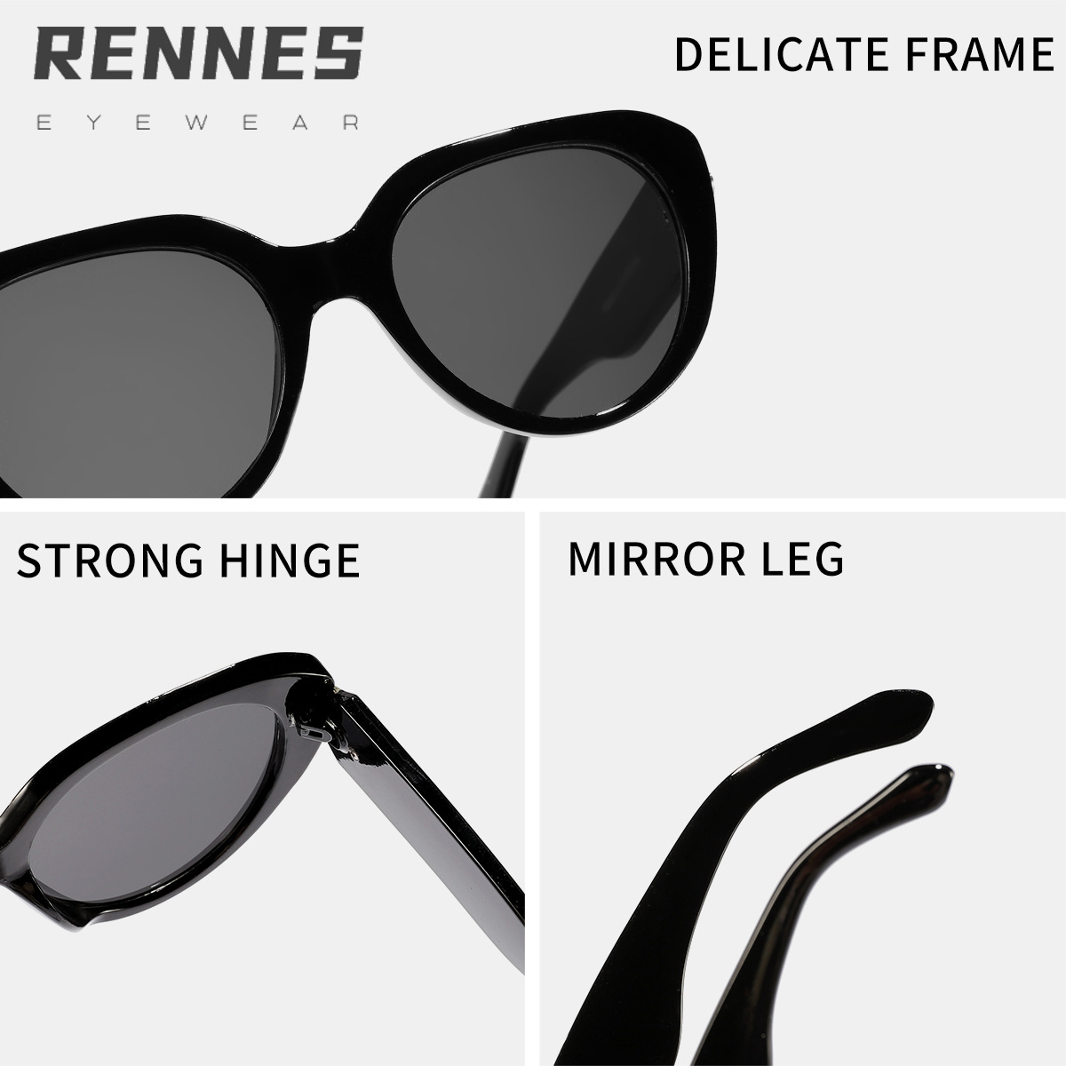 Nuevas gafas de sol ojo de gato, accesorios de gemas de personalidad europea y americana, moda transfronteriza, gafas de sol anti-ultravioleta al aire libre de todo fósforo, mujeres