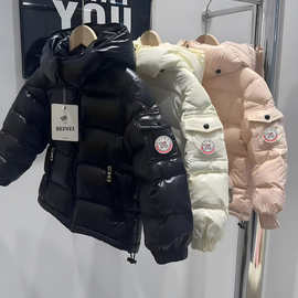 儿童羽绒服可拆卸帽短款冬季加厚男童女童中大童保暖三防亮面外套