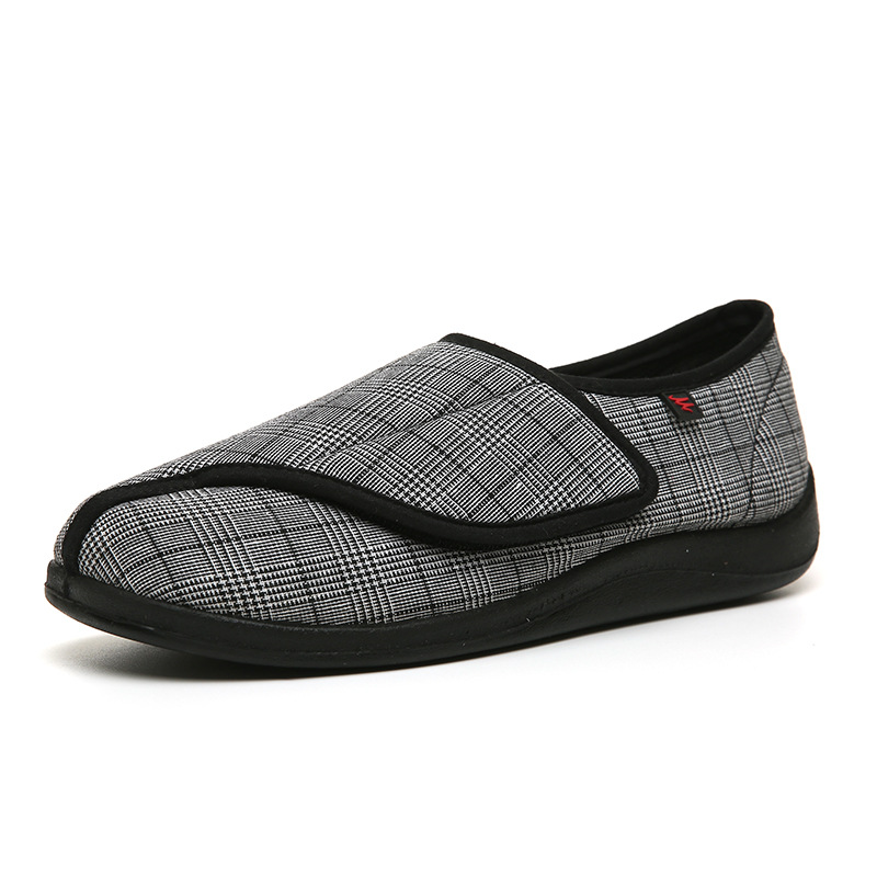 Chivago Spring and Autumn New England Check Adjustable Velcro Fat Wide Swollen Feet Deformed Feet Wear Comfortable Soft Cloth Shoes