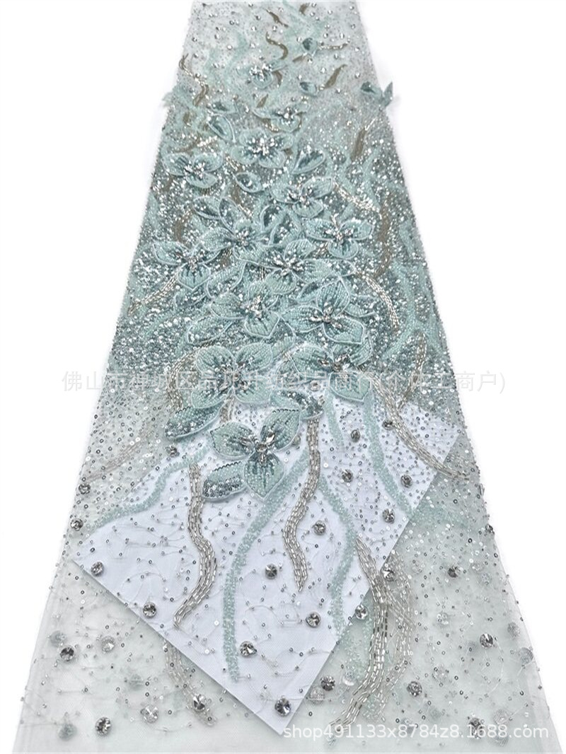Flores tridimensionales 3D clavos de tela de malla de diamante sequinado colocación flor de cola de pez vestido vestido de brindis vestido de boda tela