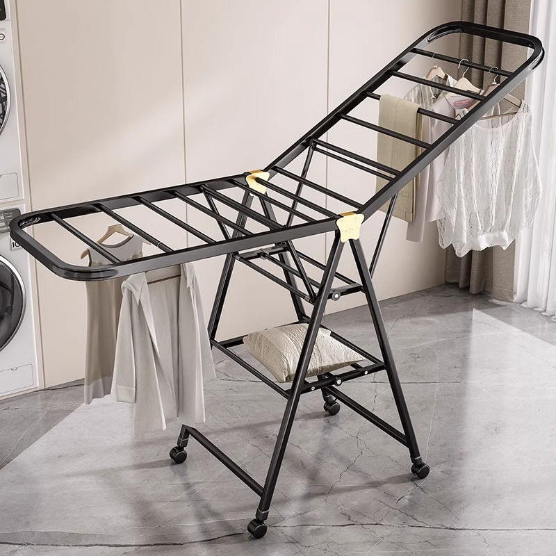 Floor-Standing Clothes Drying Rack, Wing-Shaped Clothes Hanger, Cross-Border Clothes Drying Rack with Wheels, Foldable Clothes Hanging Rod, Quilt Drying Tool, Foldable