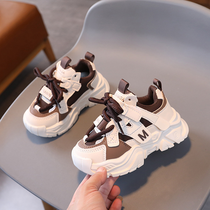 Unisex-Kinder-Sportschuhe, Obermaterial aus Leder, weiche Sohle, klobige Sneaker, rutschfest, abriebfest, für Kinder von 1-6 Jahren_voghion.com