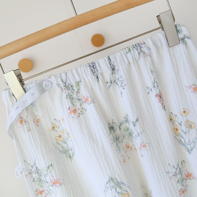 가슴 패드가 달린 산후복, 순면 산모 잠옷, 봄, 가을 얇은 산후 수유복, 루즈한 긴팔 가정복 세트