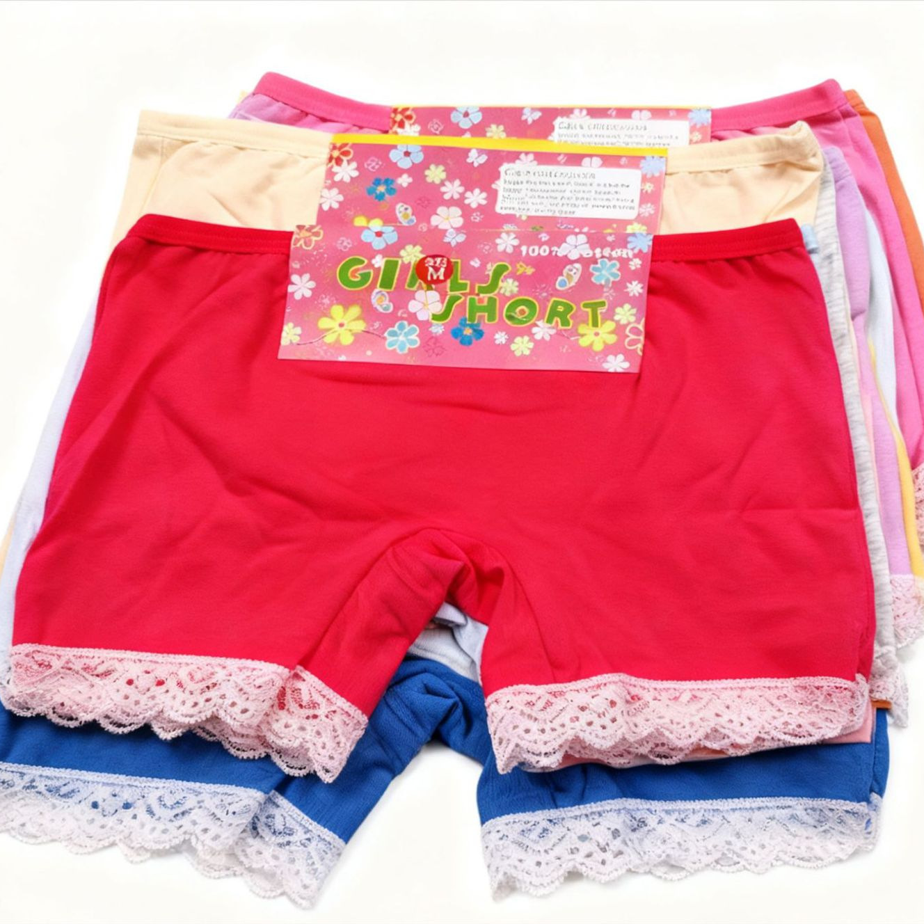 Class a Pure Cotton Anti-Exposure Lace-Trimmed Girls' Boxer Briefs for Young Children