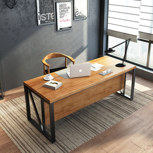 Industrial Style Supervisor Boss Desk Office Desk Solid Wood Desk Simple Modern Office Manager Desk Single Computer Desk