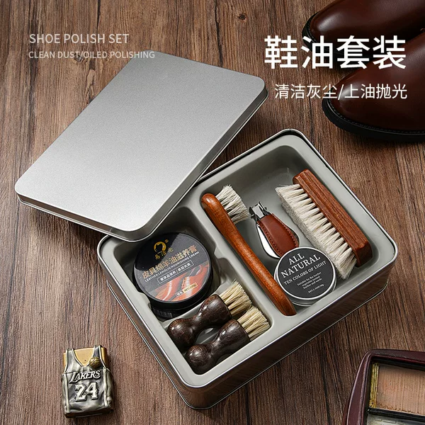Rosewood Horsehair Brush Mink Oil Sheep Oil Leather Care 9-Piece Set Shoe Polish Shoe Brush Set Leather Shoes