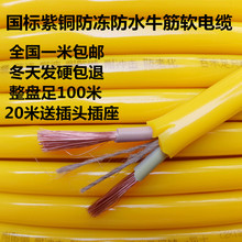 國標純銅牛筋軟電線2*1.01.5 2.5護套線防水防凍插座電源線電纜線