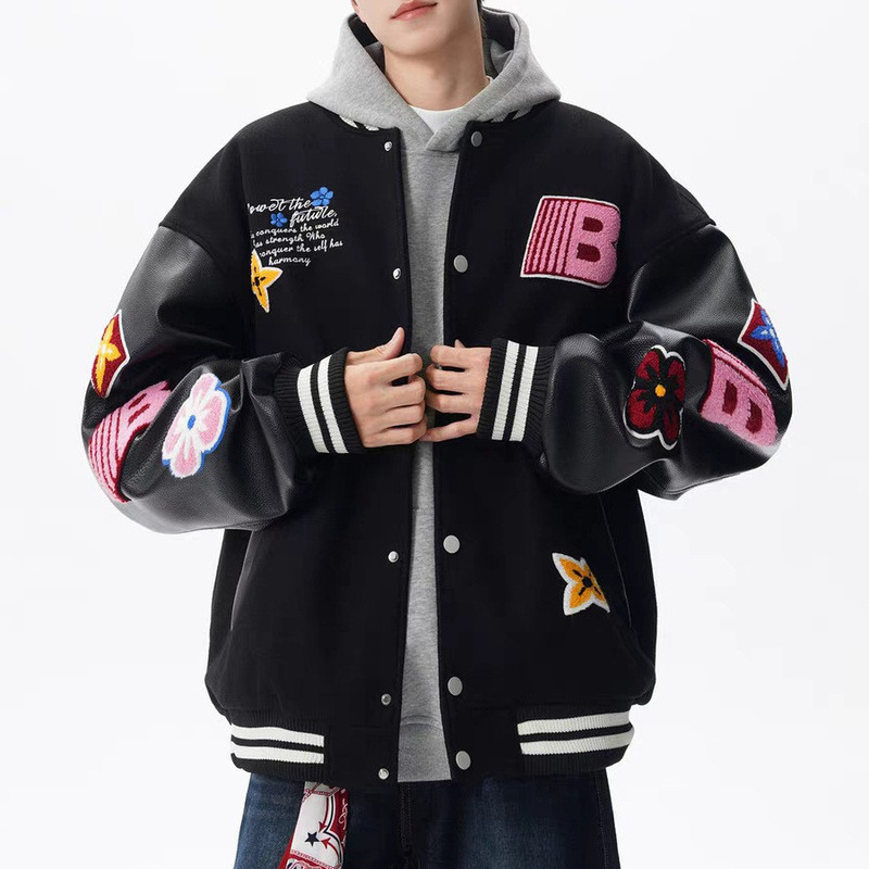 American-Style Color-Blocking Baseball Jacket for Men, Autumn 2025, Jersey-Style Embroidered Cool High-Street Casual Couple's Jacket