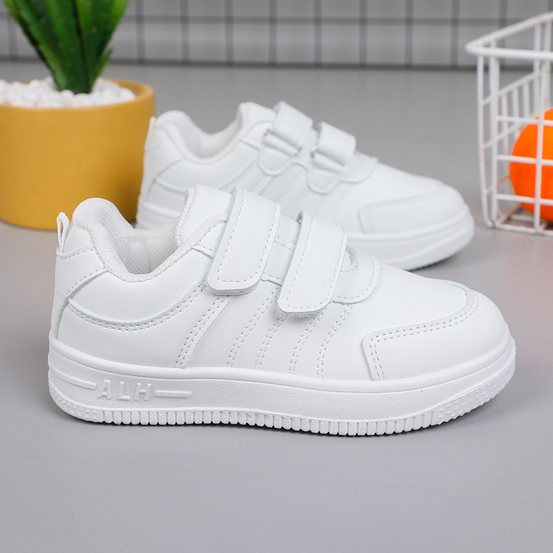 [Escuela designada] zapatos blancos impermeables de cuero para niños primavera y verano zapatos de skate casuales para niños y niñas estudiantes de primaria transporte blanco