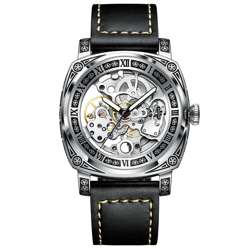 남성용 새겨진 중공 시계