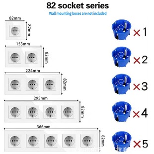 Cross-border 82 European standard wall socket suitable for European round box installation tempered glass panel socket wholesale
