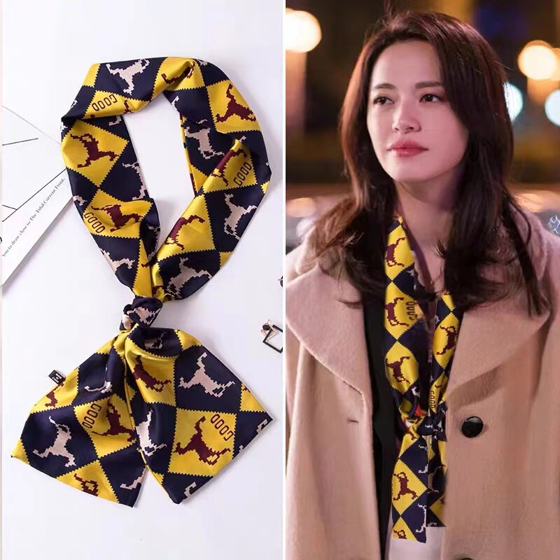 Thin and narrow long scarf women's spring and autumn double-sided Plaid small scarf scarf square scarf gift gift gift promotion product