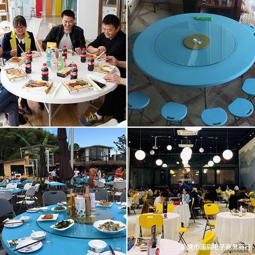 G3YN Folding Round Table Outdoor Chairs Plastic Round Table Night Market Food Stall Chairs Home Dining Table for 8 People Small