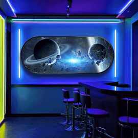 3D立体宇宙星空挂画清吧酒吧KTV墙面led灯发光装饰画太空月球壁画