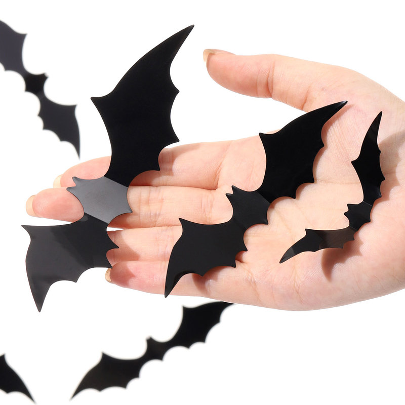 クロスボーダーハロウィンコウモリステッカー 3D 立体コウモリステッカー コウモリ黒コウモリステッカー PVC コウモリ黒コウモリ|undefined